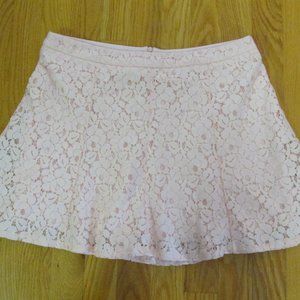 LUSH WOMEN'S JUNIOR'S SIZE L SKIRT PEACHY PINK FLORAL LACE GORED MINI BARBIECORE